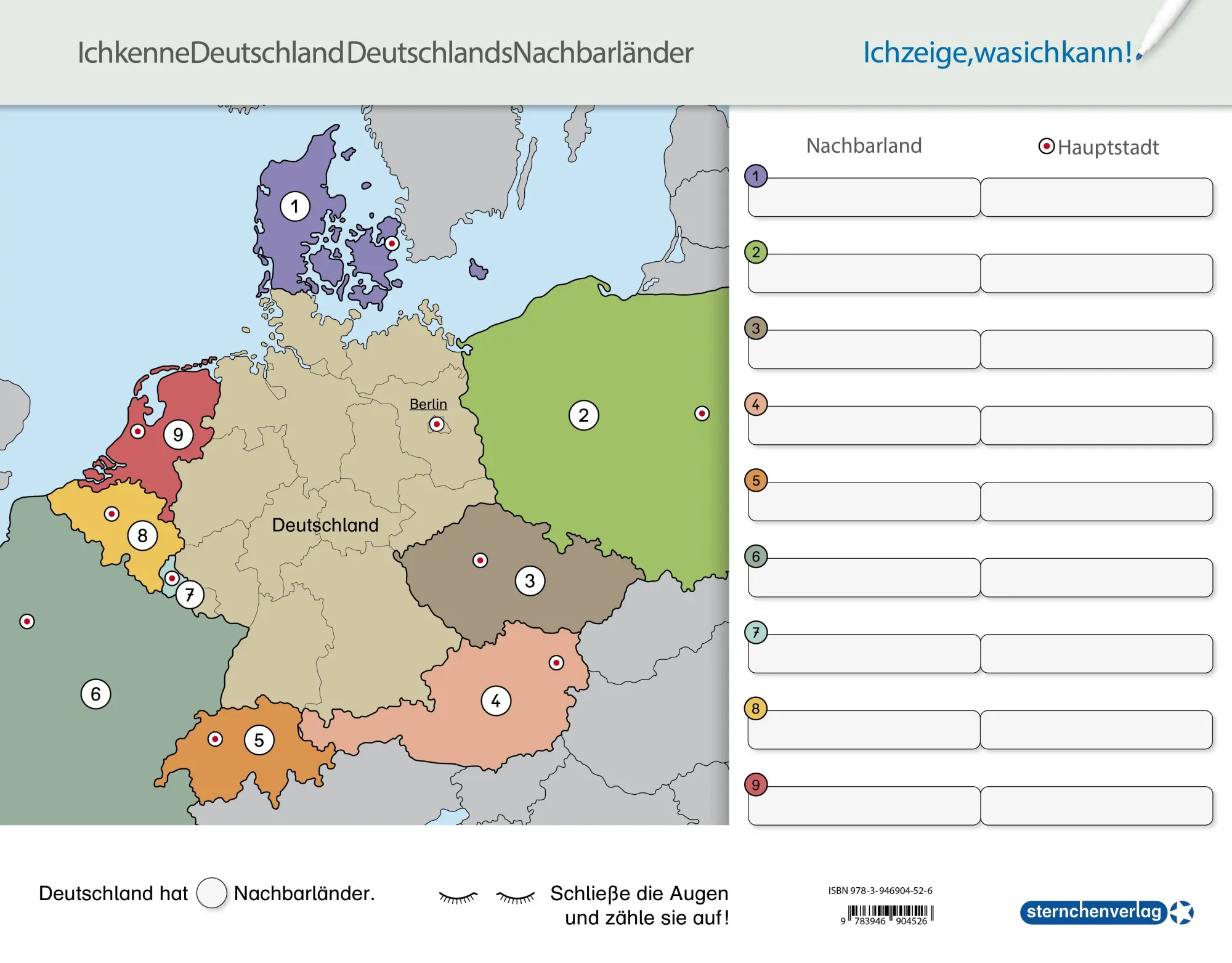 Bild: 9783946904526 | Ich kenne Deutschland - Deutschlands Nachbarländer - Lerntafel mit...