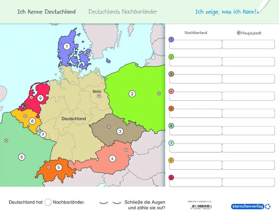 Bild: 9783946904526 | Ich kenne Deutschland - Deutschlands Nachbarländer - Lerntafel mit...