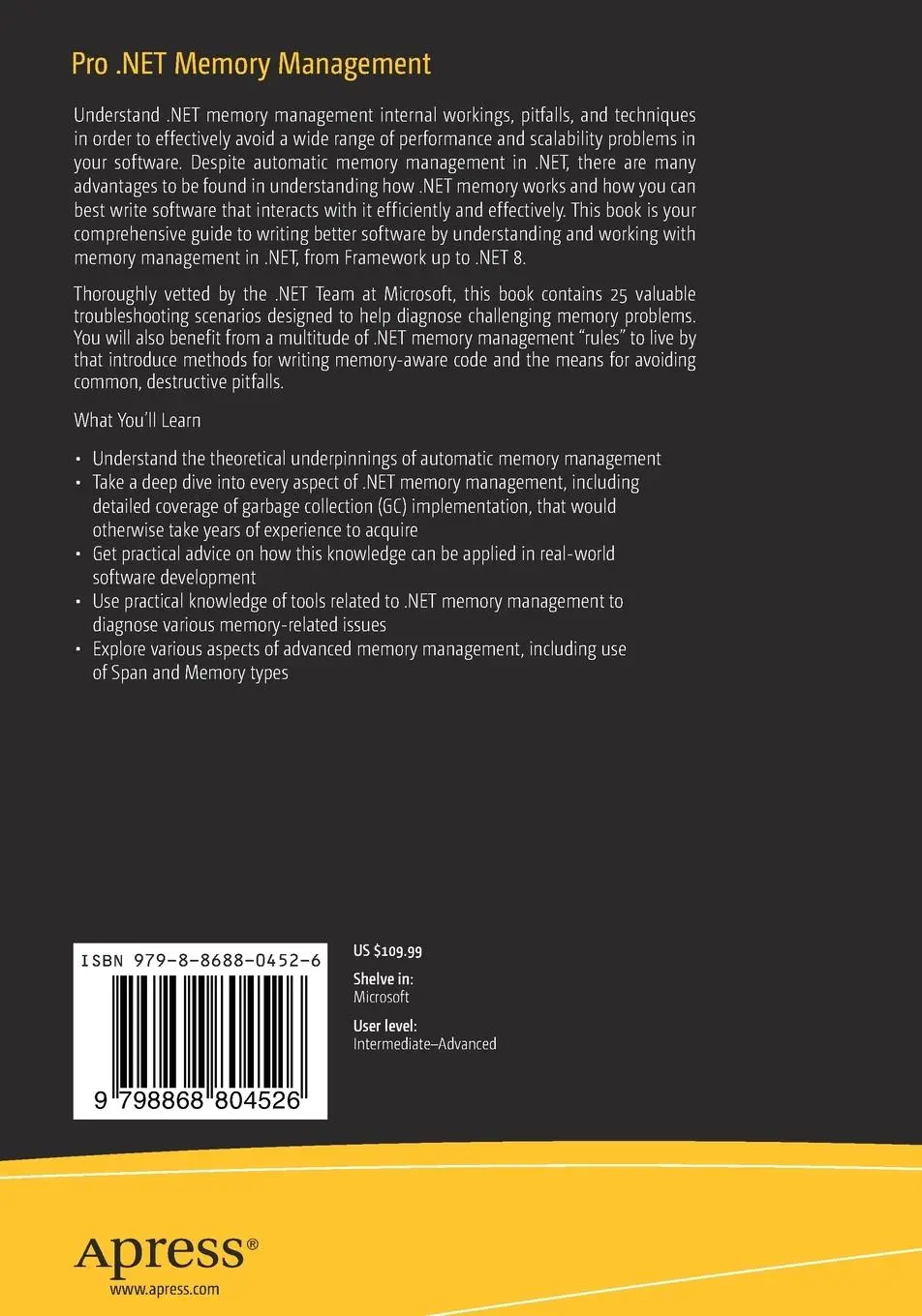 Rückseite: 9798868804526 | Pro .NET Memory Management | Konrad Kokosa (u. a.) | Taschenbuch
