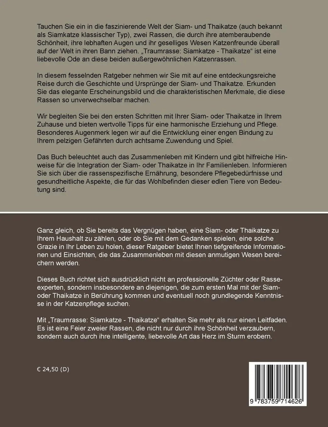 Rückseite: 9783759714626 | Traumrasse Siamkatze | Thaikatze | Melanie Zwerg | Taschenbuch | 2024