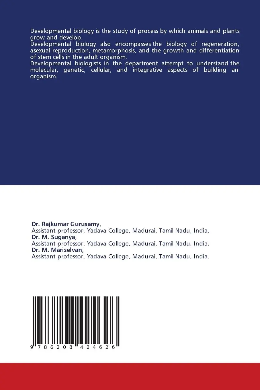 Rückseite: 9786208424626 | DEVELOPMENTAL BIOLOGY | R. Gurusamy (u. a.) | Taschenbuch | Englisch
