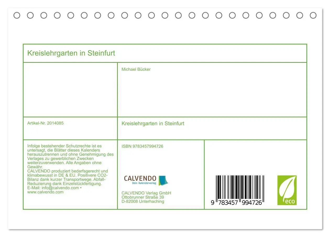 Bild: 9783457994726 | Kreislehrgarten in Steinfurt (Tischkalender 2026 DIN A5 quer),...