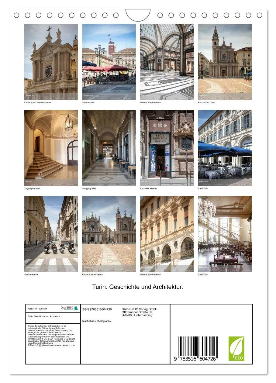 Bild: 9783516604726 | Turin. Geschichte und Architektur. (Wandkalender 2026 DIN A4 hoch),...