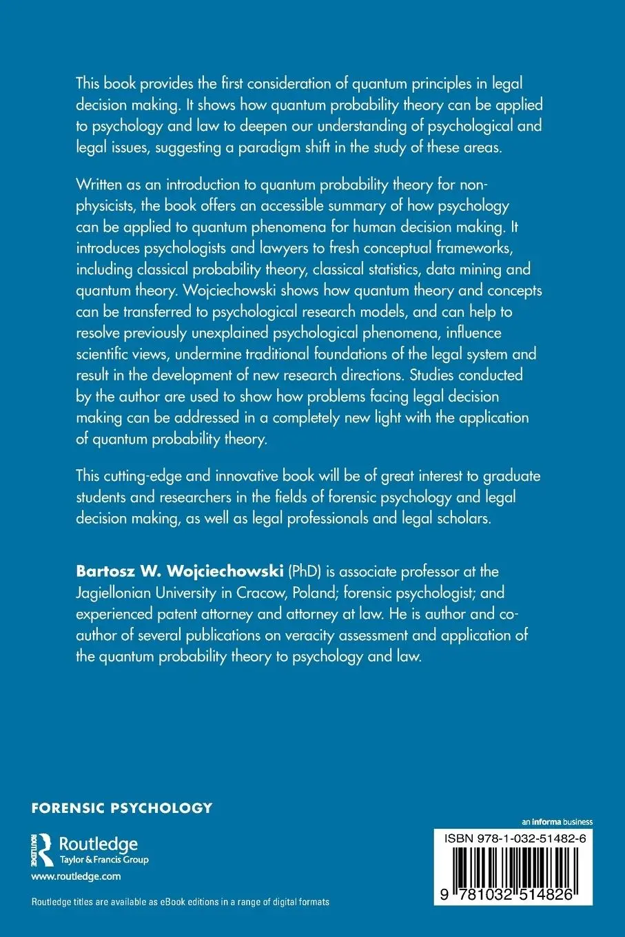 Rückseite: 9781032514826 | Quantum Probability Theory, Psychology and Law | Wojciechowski | Buch