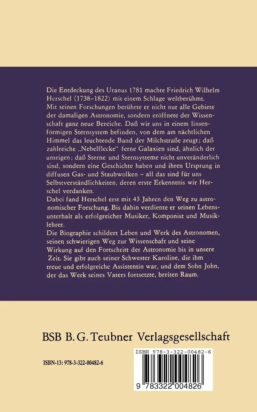Rückseite: 9783322004826 | Friedrich Wilhelm Herschel | Jürgen Hamel | Taschenbuch | 104 S.