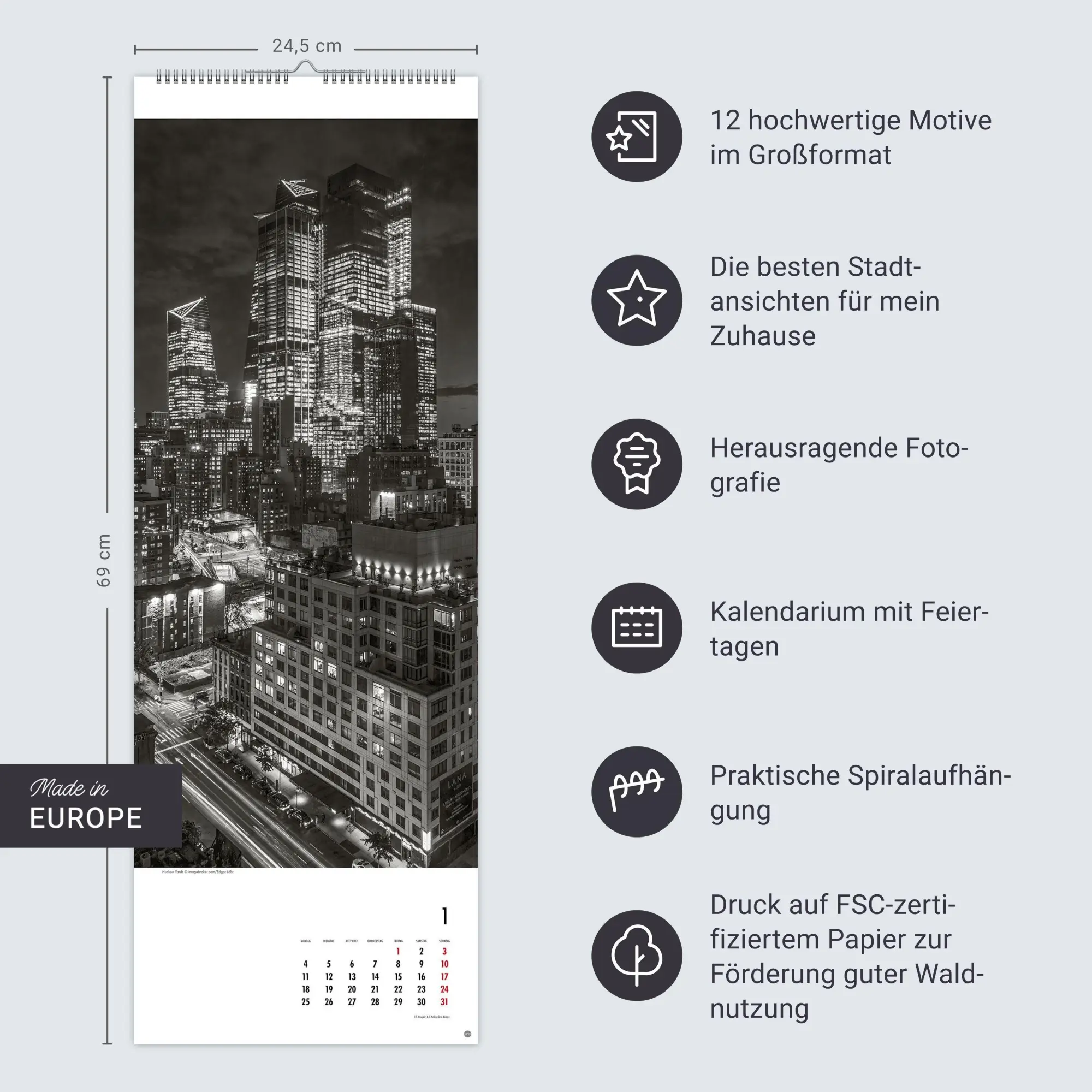 Bild: 9783756414826 | New York Vertical Kalender 2027 | Kalender | Spiralbindung | 14 S.