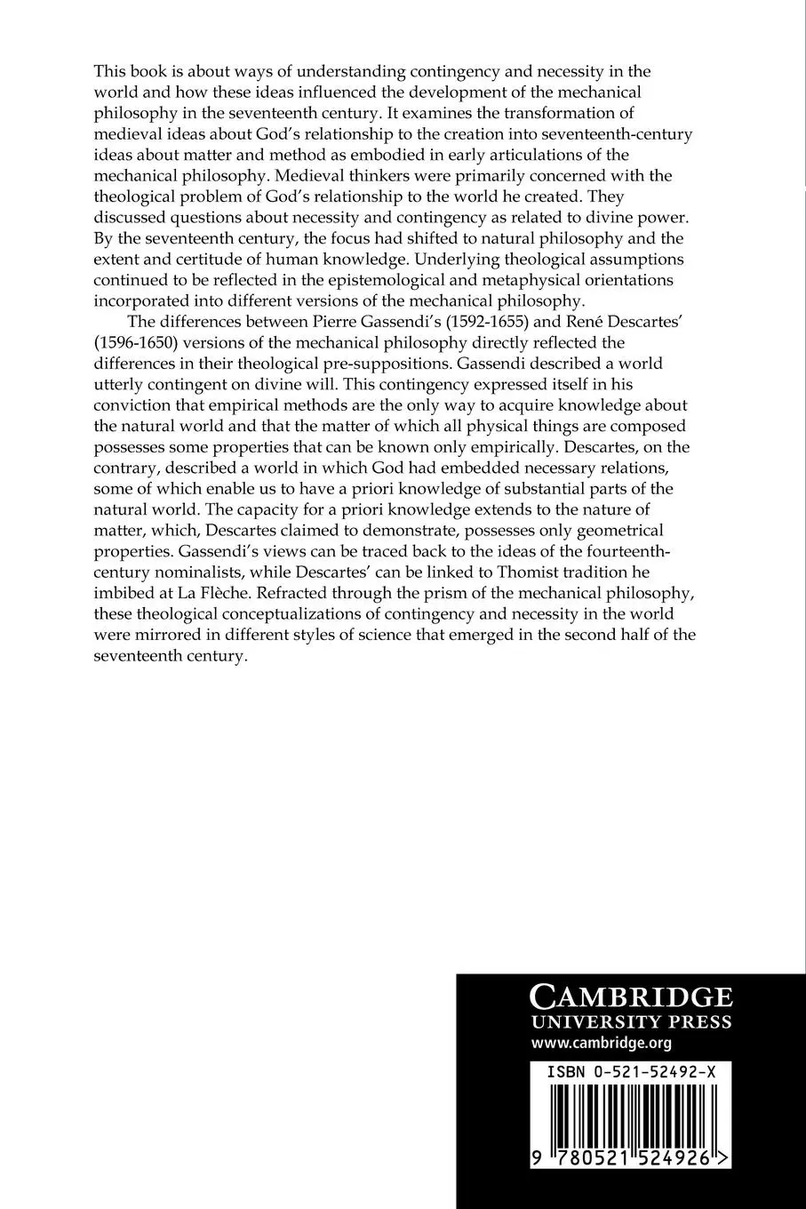 Rückseite: 9780521524926 | Divine Will and the Mechanical Philosophy | Margaret J. Osler | Buch