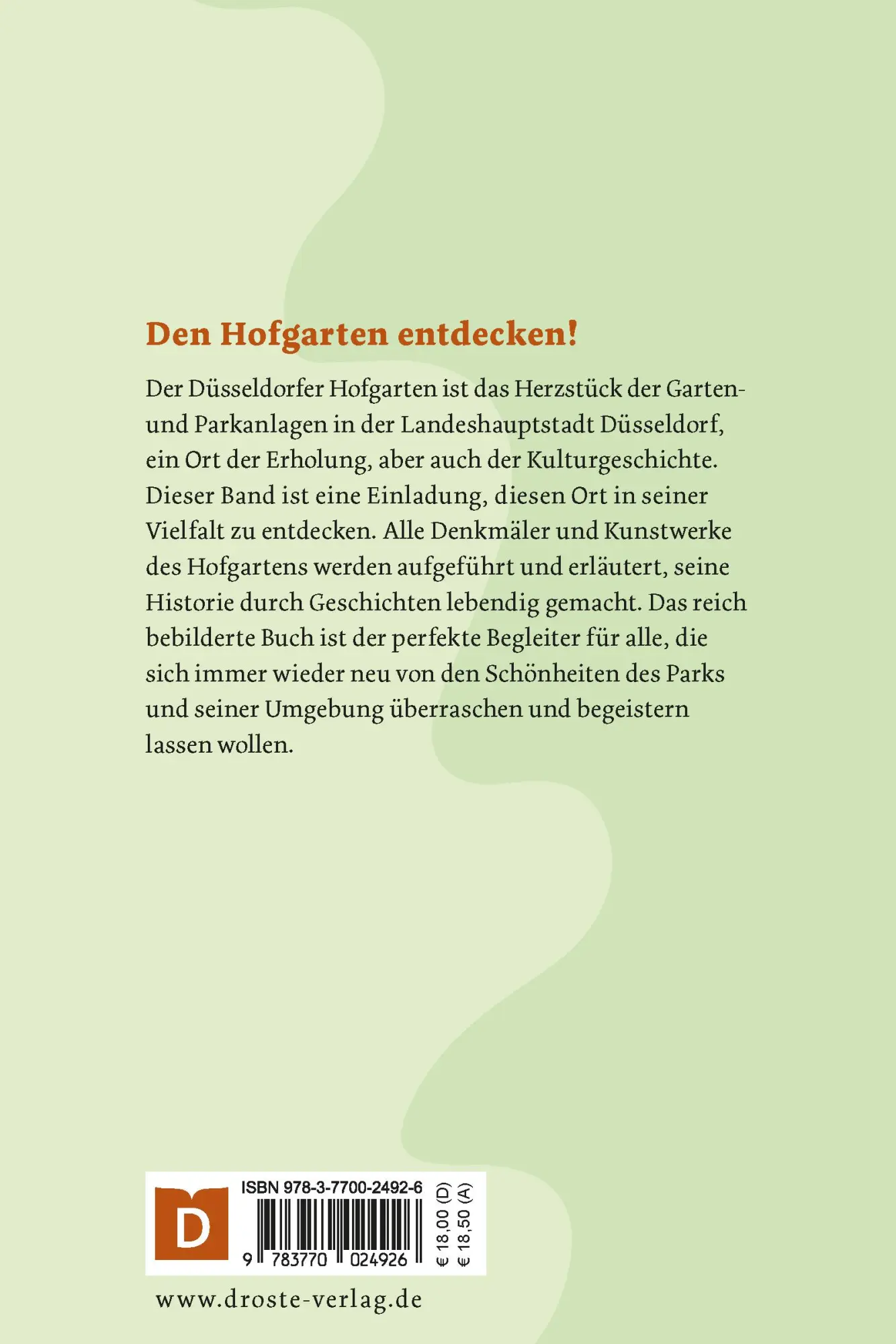 Rückseite: 9783770024926 | Der Hofgarten in Düsseldorf | Geschichte &amp; Gegenwart | Schönhoff