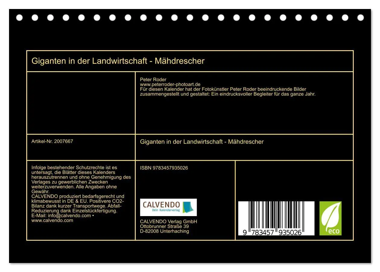 Bild: 9783457935026 | Giganten in der Landwirtschaft - Mähdrescher (Tischkalender 2026...
