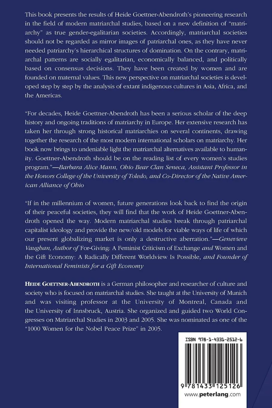 Rückseite: 9781433125126 | Matriarchal Societies | Heide Göttner-Abendroth | Taschenbuch | 574 S.