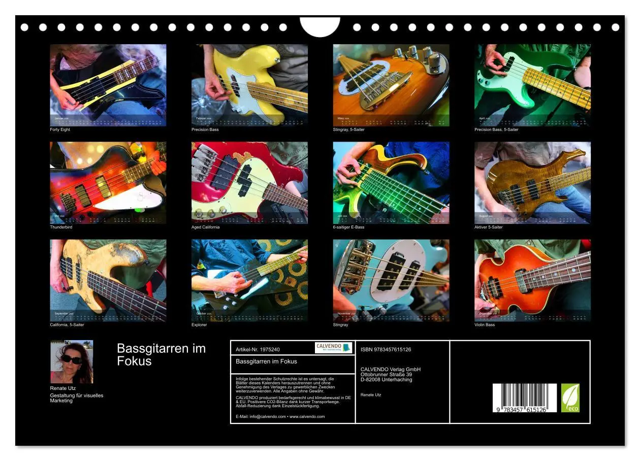Bild: 9783457615126 | Bassgitarren im Fokus (Wandkalender 2026 DIN A4 quer), CALVENDO...