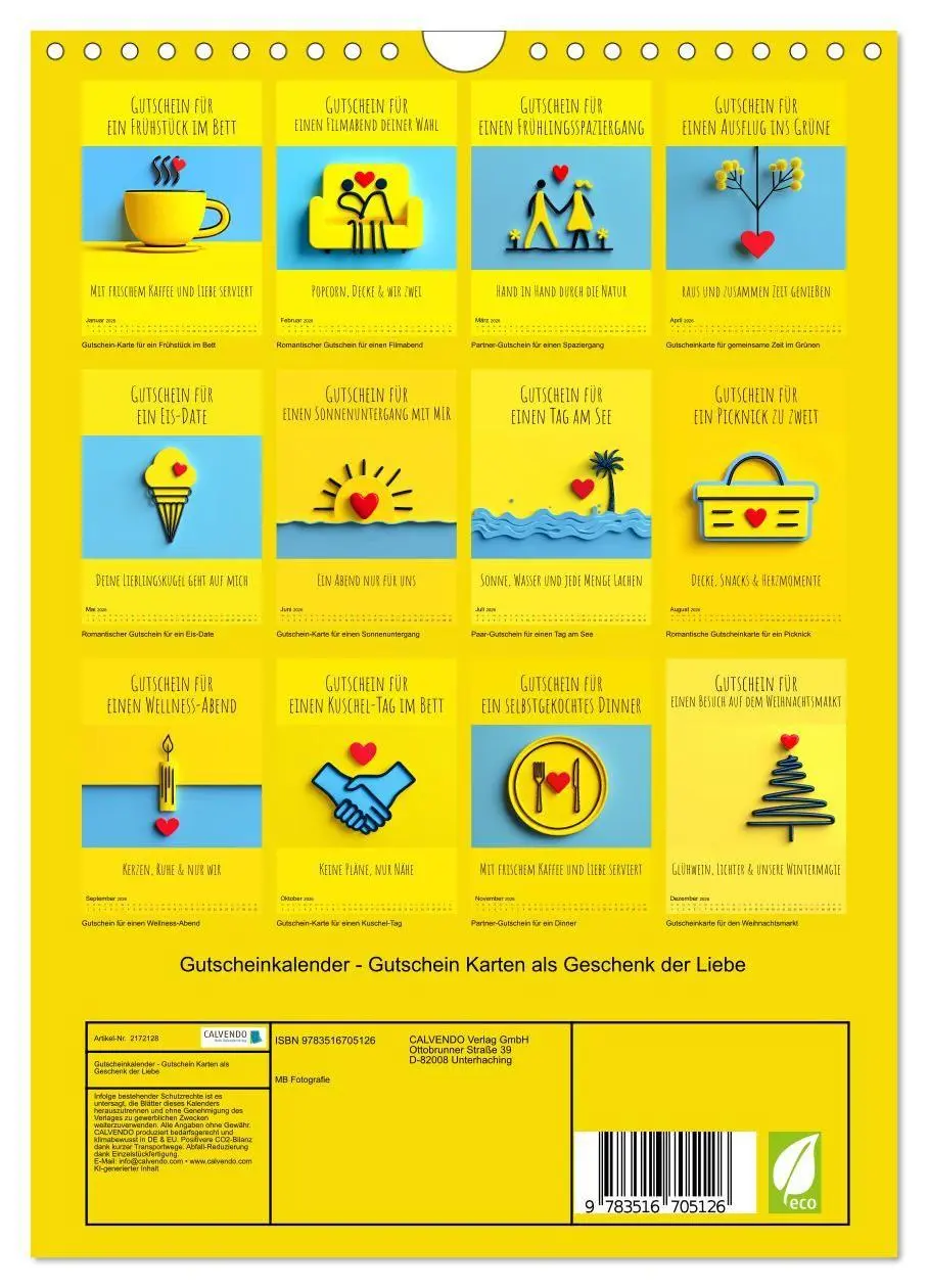 Bild: 9783516705126 | Gutscheinkalender - Gutschein Karten als Geschenk der Liebe...