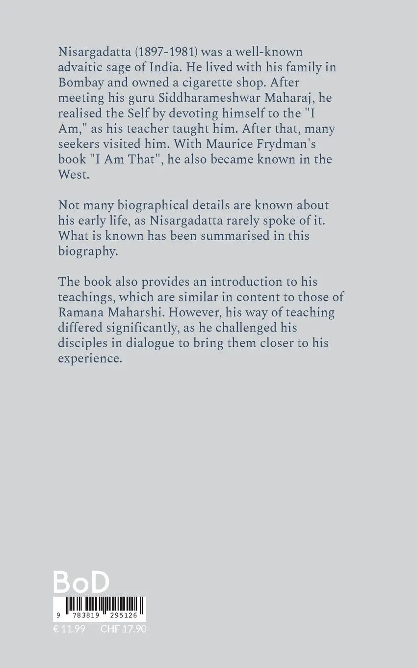 Rückseite: 9783819295126 | Nisargadatta Maharaj | His Life and Teaching | Gabriele Ebert | Buch