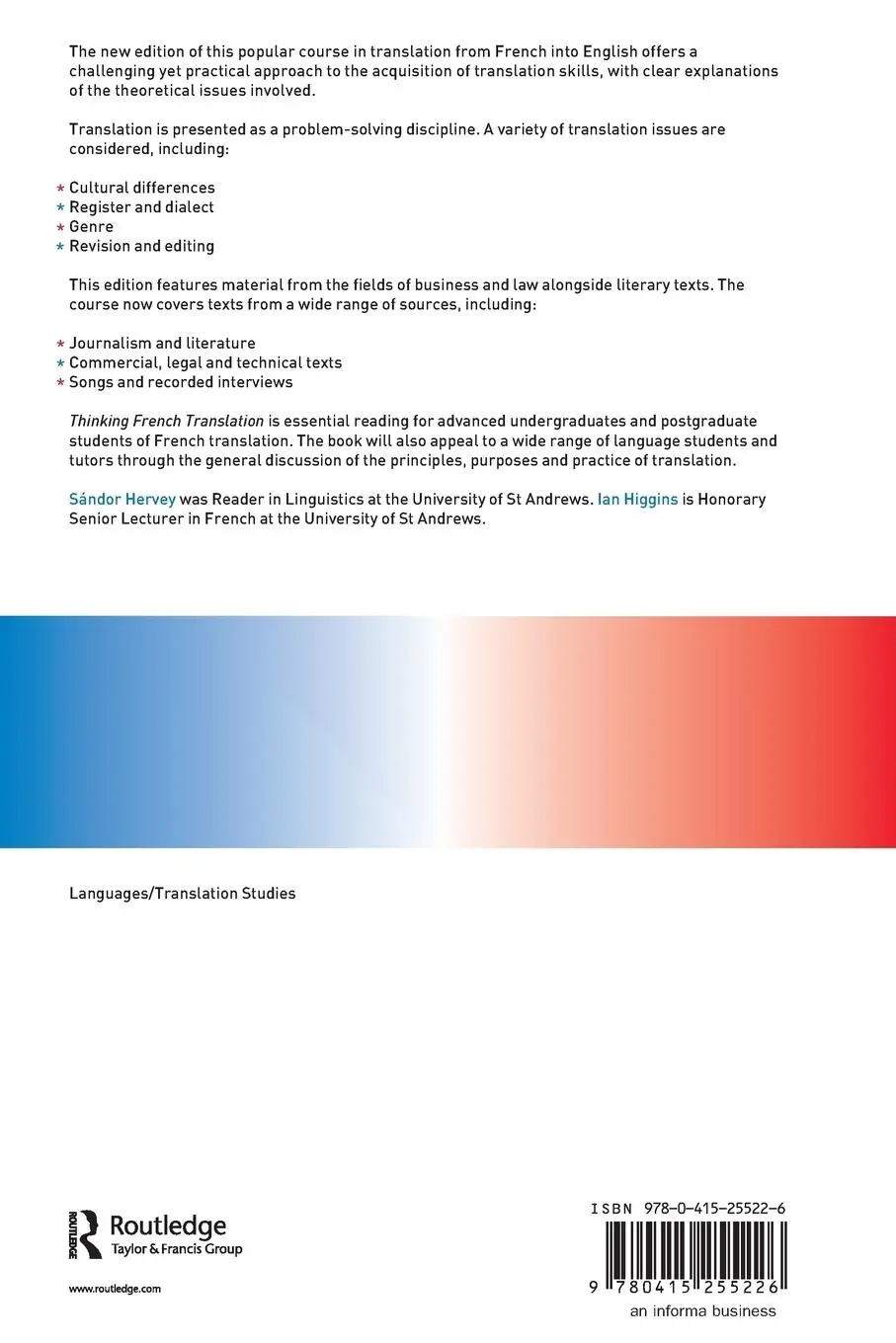 Rückseite: 9780415255226 | Thinking French Translation | Sándor Hervey (u. a.) | Taschenbuch