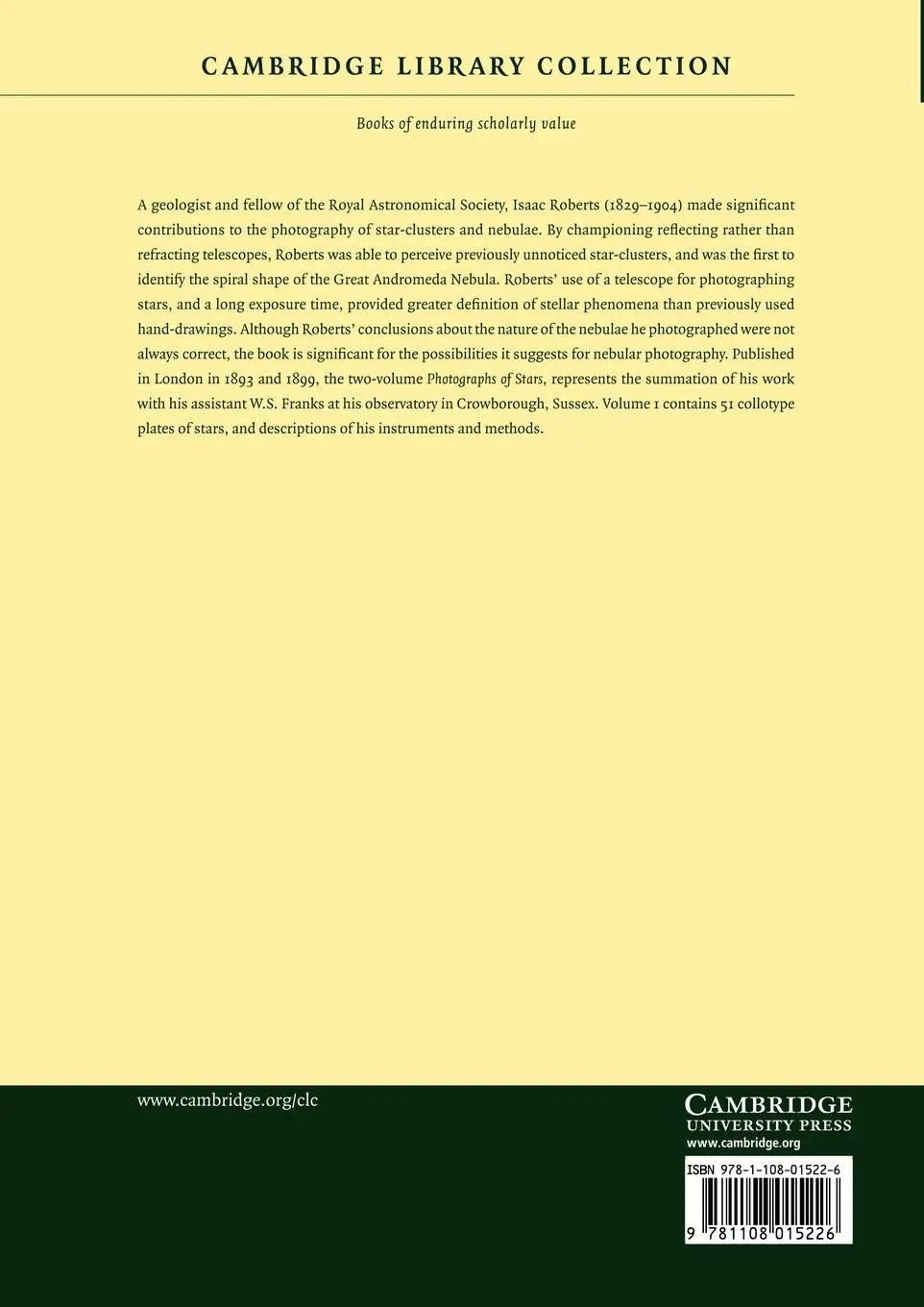 Rückseite: 9781108015226 | Photographs of Stars, Star-Clusters and Nebulae | Roberts (u. a.)