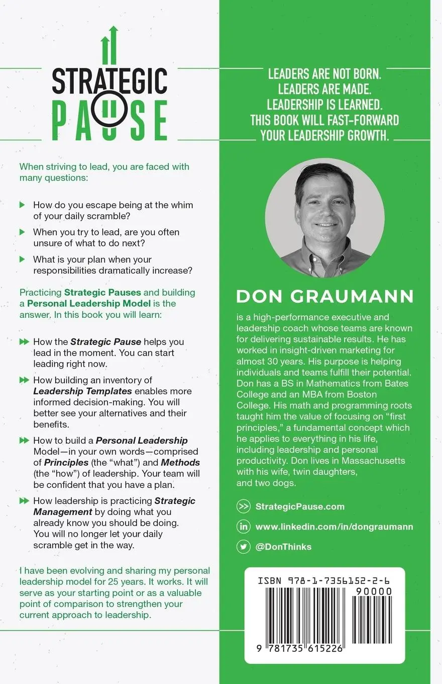 Rückseite: 9781735615226 | Strategic Pause | Stop. Think. Lead. | Don Graumann | Taschenbuch