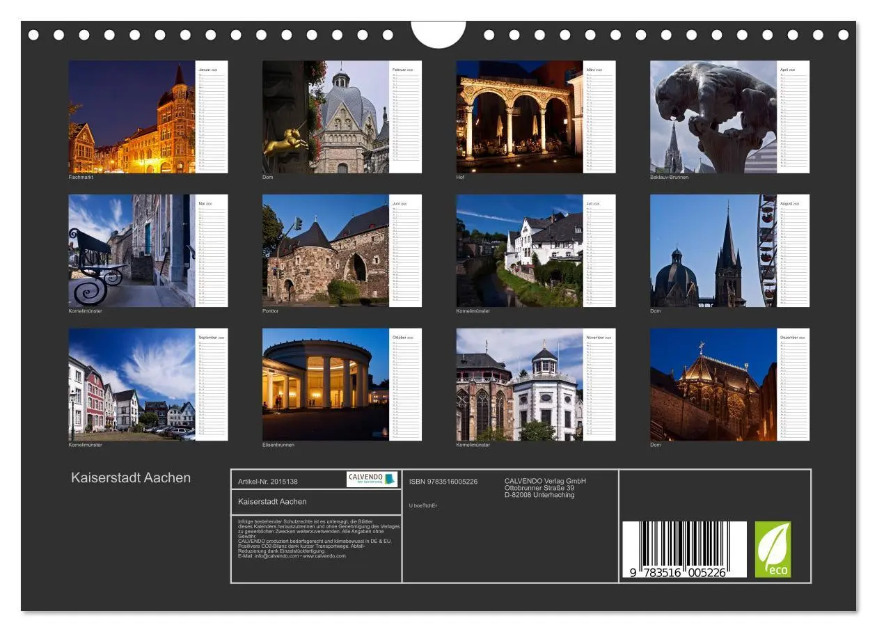 Bild: 9783516005226 | Kaiserstadt Aachen (Wandkalender 2026 DIN A4 quer), CALVENDO...