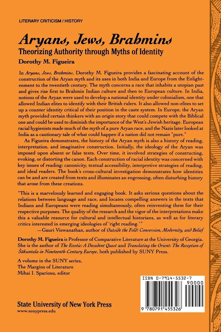 Rückseite: 9780791455326 | Aryans, Jews, Brahmins | Dorothy M. Figueira | Taschenbuch | Englisch