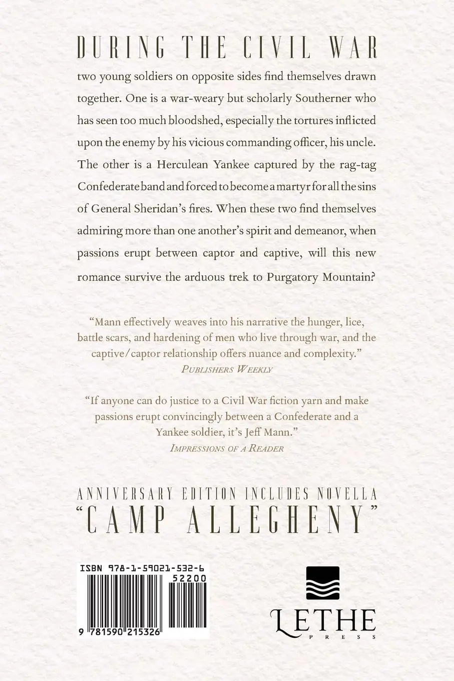 Rückseite: 9781590215326 | Purgatory | A Novel of the Civil War | Jeff Mann | Taschenbuch | 2022