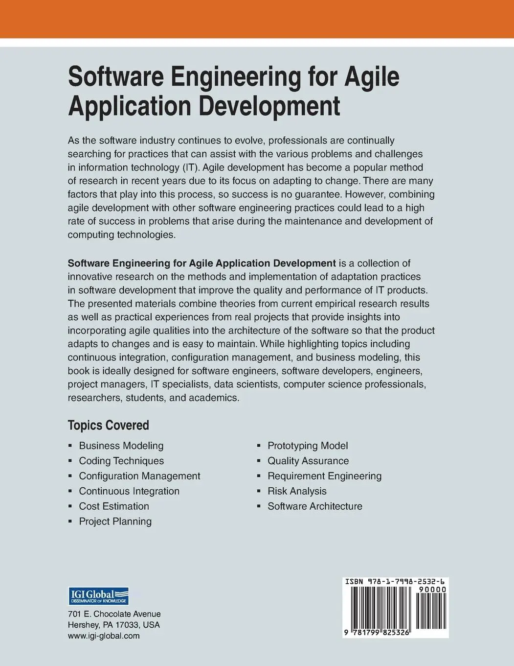 Rückseite: 9781799825326 | Software Engineering for Agile Application Development | Pang | Buch