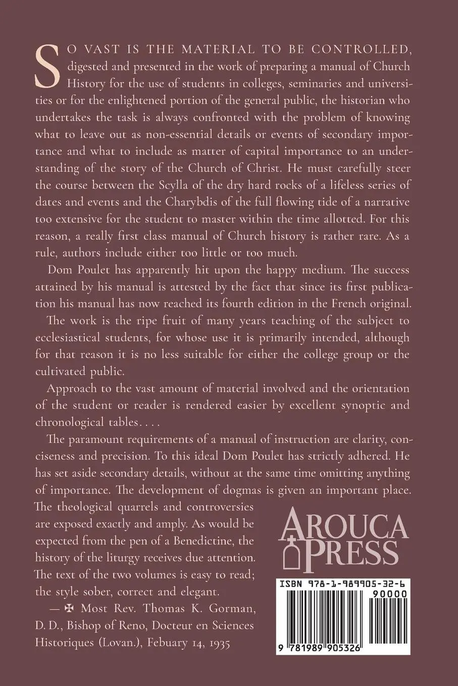 Rückseite: 9781989905326 | A History of the Catholic Church | Dom Charles Poulet | Taschenbuch