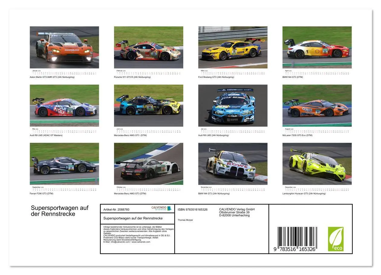 Bild: 9783516165326 | Supersportwagen auf der Rennstrecke (Wandkalender 2026 DIN A4...