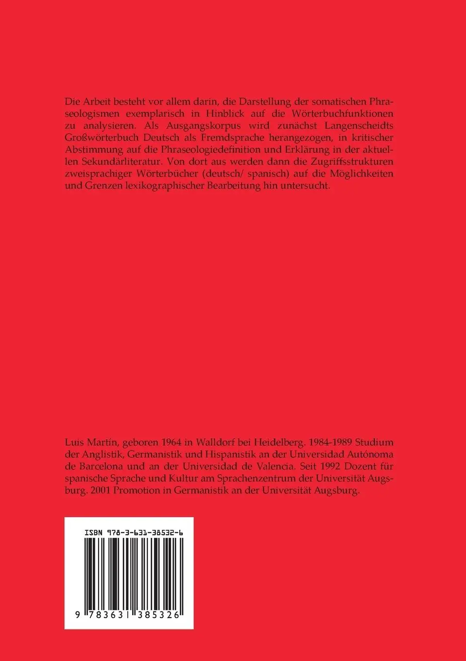 Rückseite: 9783631385326 | Phraseologie im zweisprachigen Wörterbuch Deutsch-Spanisch | Martin