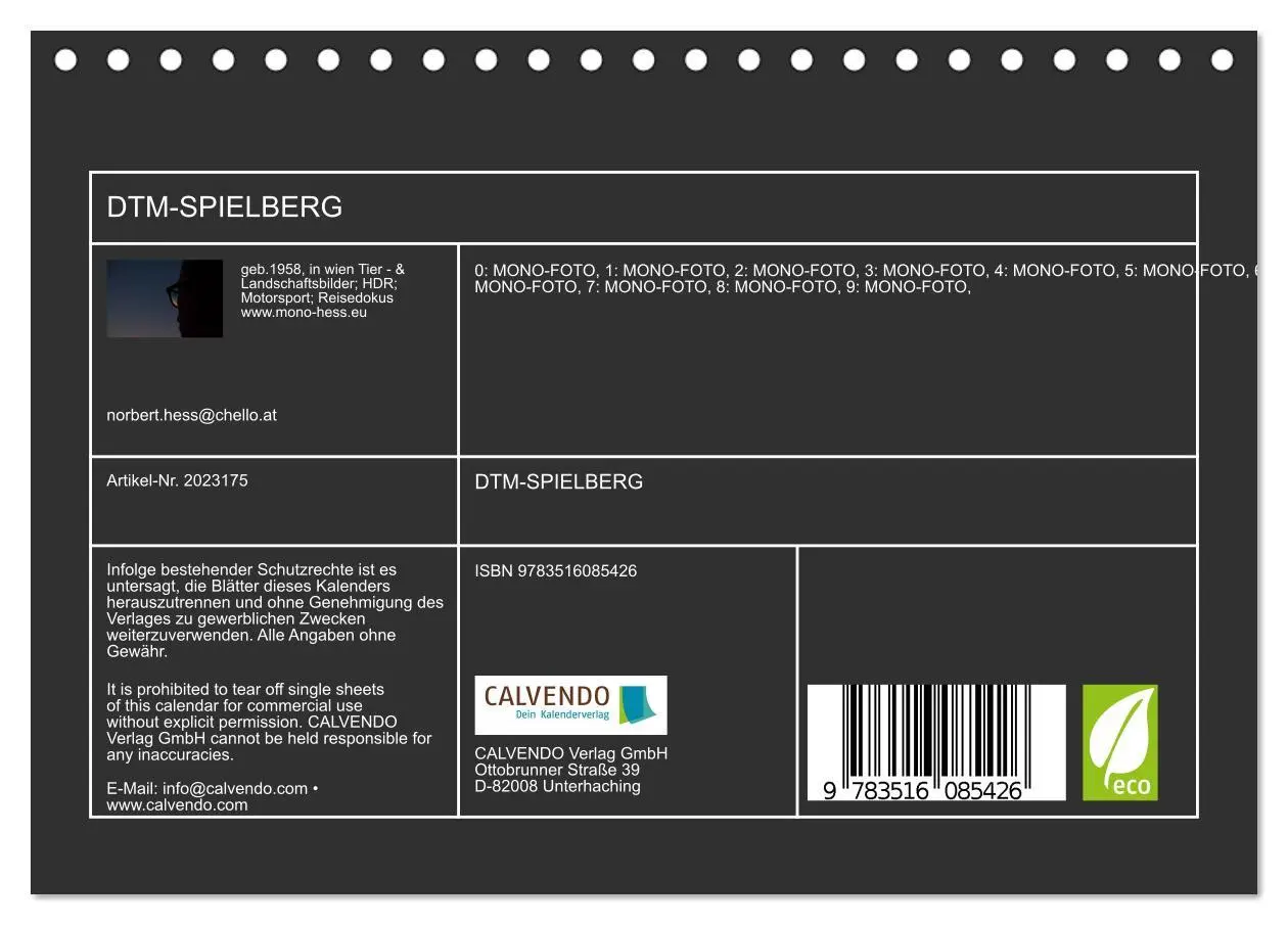 Bild: 9783516085426 | DTM-SPIELBERG (Tischkalender 2026 DIN A5 quer), CALVENDO...