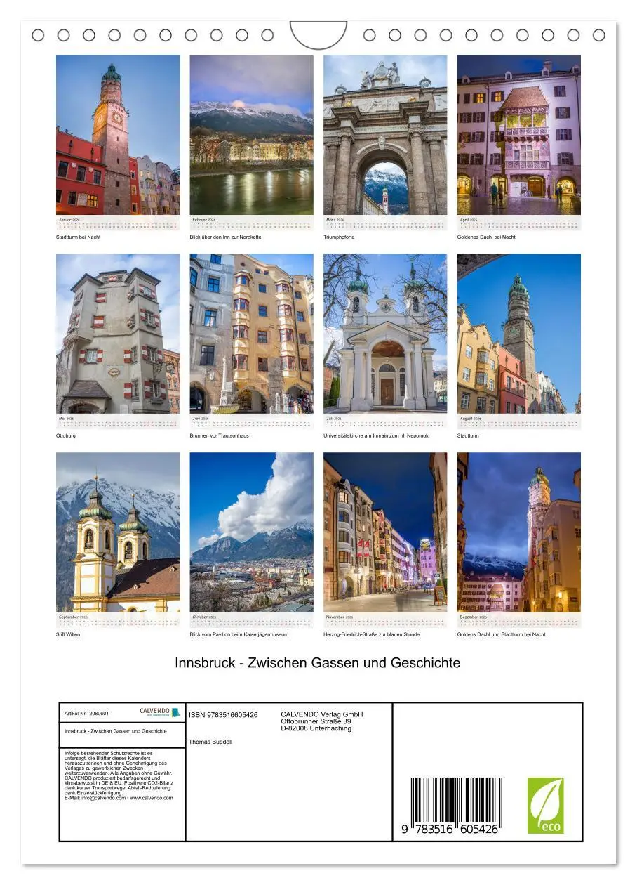 Bild: 9783516605426 | Innsbruck - Zwischen Gassen und Geschichte (Wandkalender 2026 DIN...