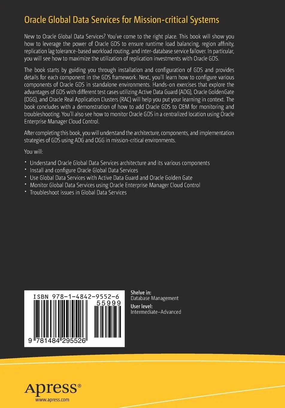 Rückseite: 9781484295526 | Oracle Global Data Services for Mission-critical Systems | Taschenbuch