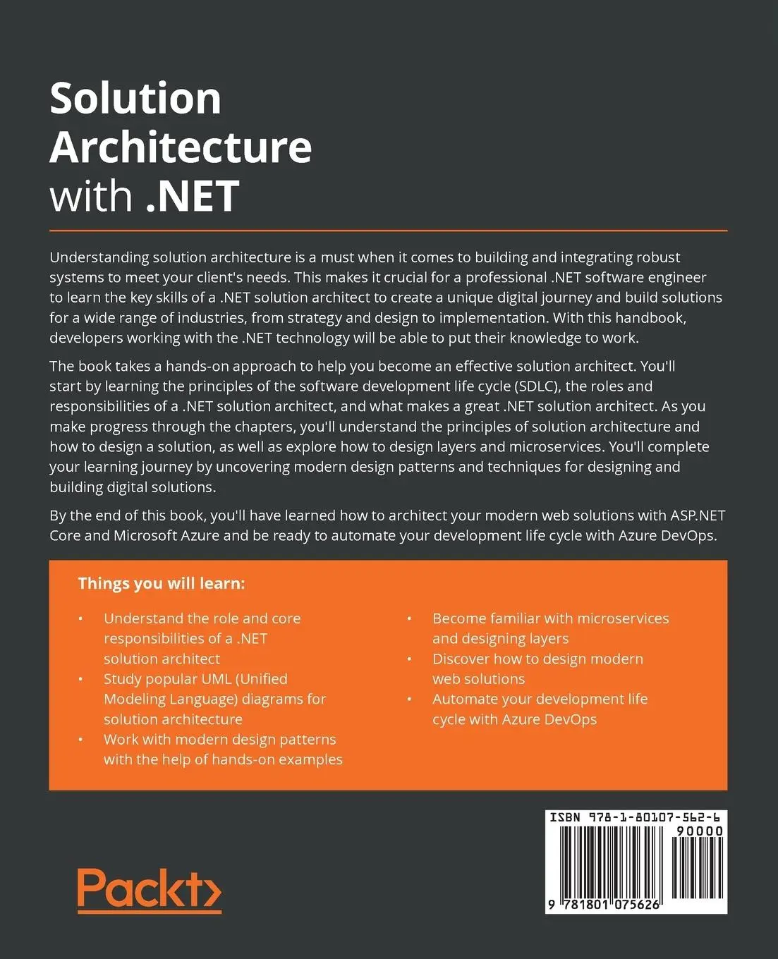 Rückseite: 9781801075626 | Solution Architecture with .NET | Jamil Hallal | Taschenbuch | 2021