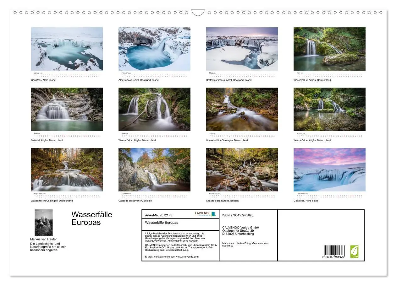 Bild: 9783457975626 | Wasserfälle Europas (Wandkalender 2026 DIN A2 quer), CALVENDO...