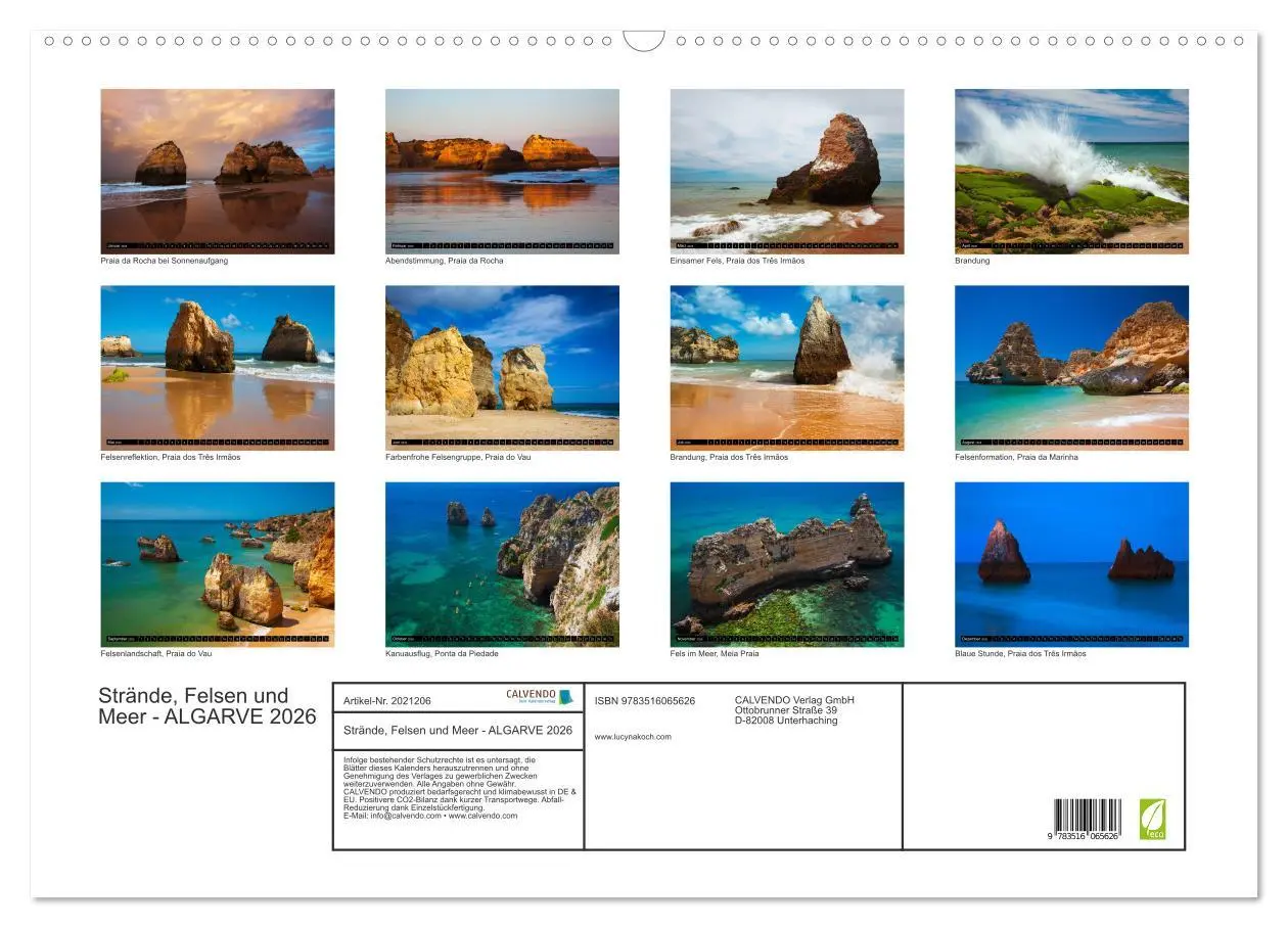 Bild: 9783516065626 | Strände, Felsen und Meer - ALGARVE 2026 (Wandkalender 2026 DIN A2...