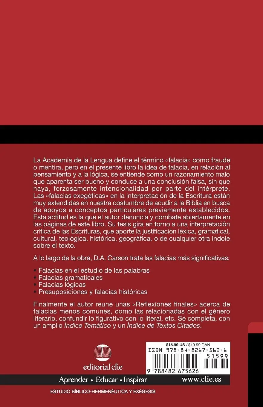 Rückseite: 9788482675626 | Falacias Exegeticas | Interpretacion Eficaz Hoy | D. A. Carson | Buch