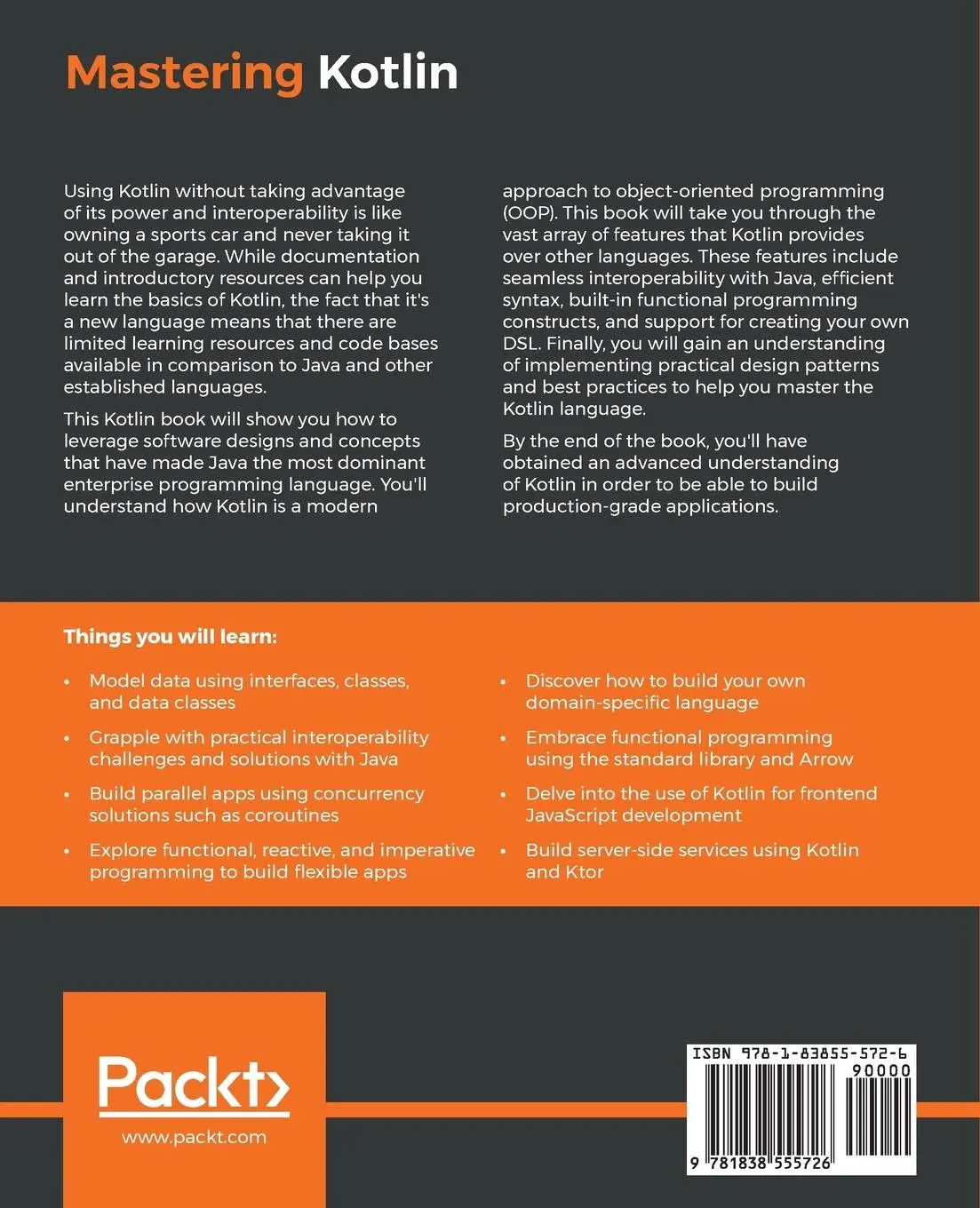 Rückseite: 9781838555726 | Mastering Kotlin | Nate Ebel | Taschenbuch | Englisch | 2019