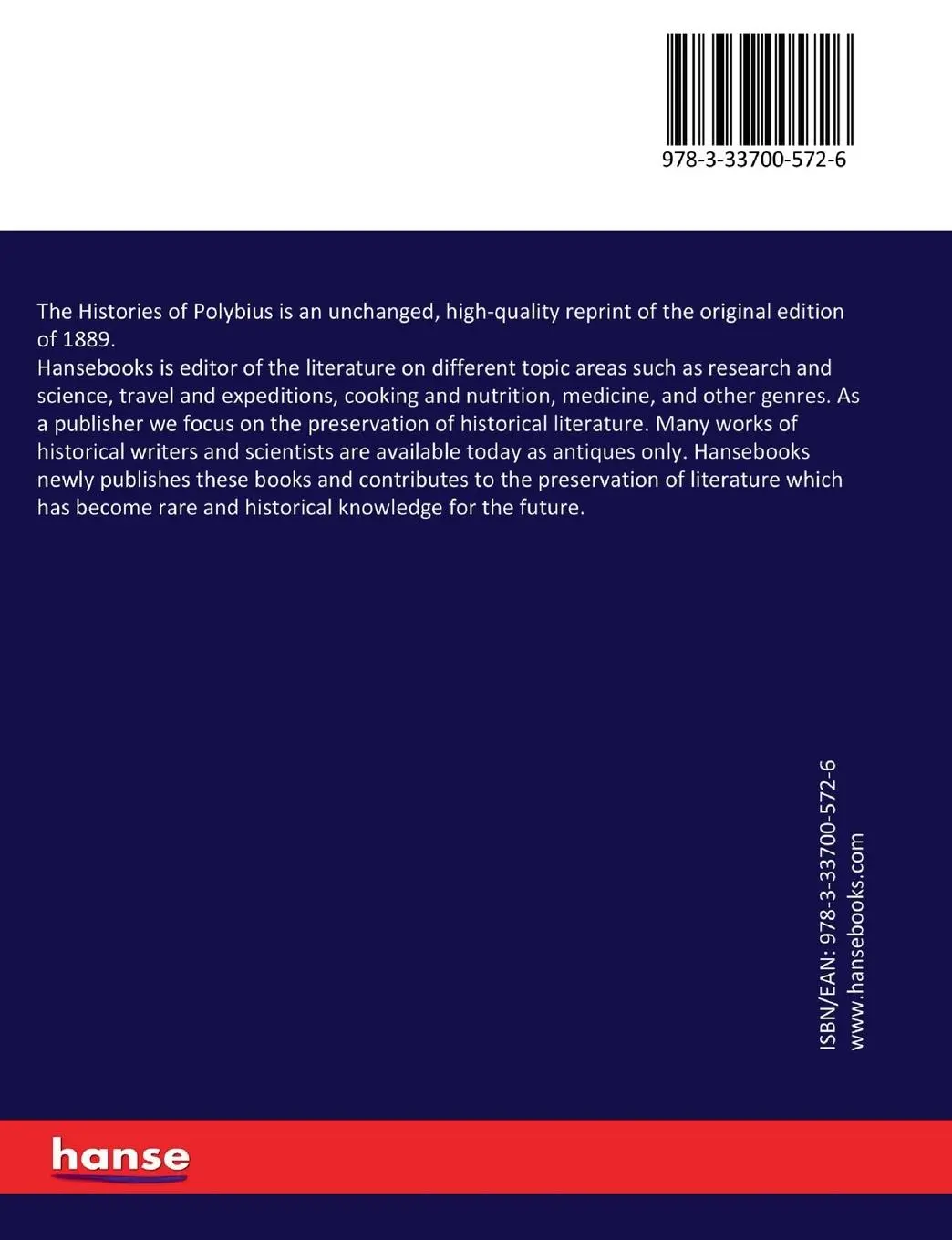 Rückseite: 9783337005726 | The Histories of Polybius | Polybius | Taschenbuch | 624 S. | Englisch