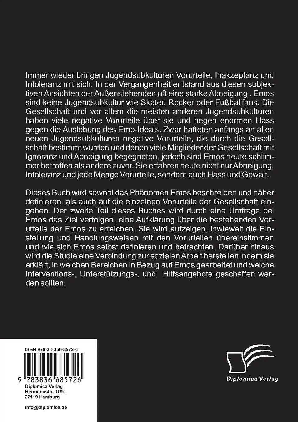 Rückseite: 9783836685726 | Emos: Eine Jugendsubkultur - begleitet von Vorurteilen, Hass und...