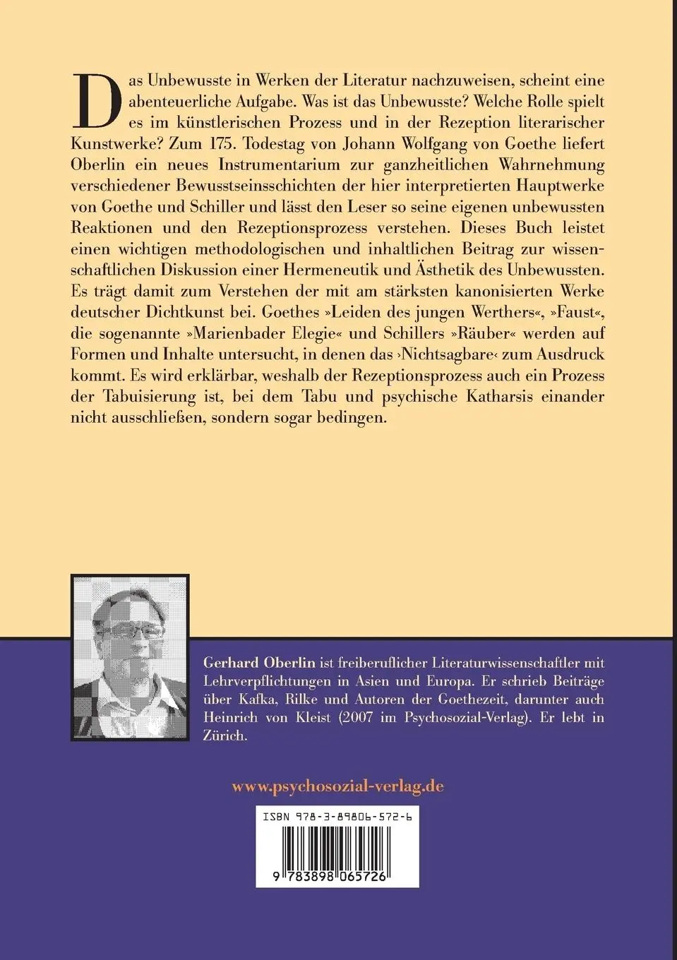 Rückseite: 9783898065726 | Goethe, Schiller und das Unbewusste | Gerhard Oberlin | Taschenbuch
