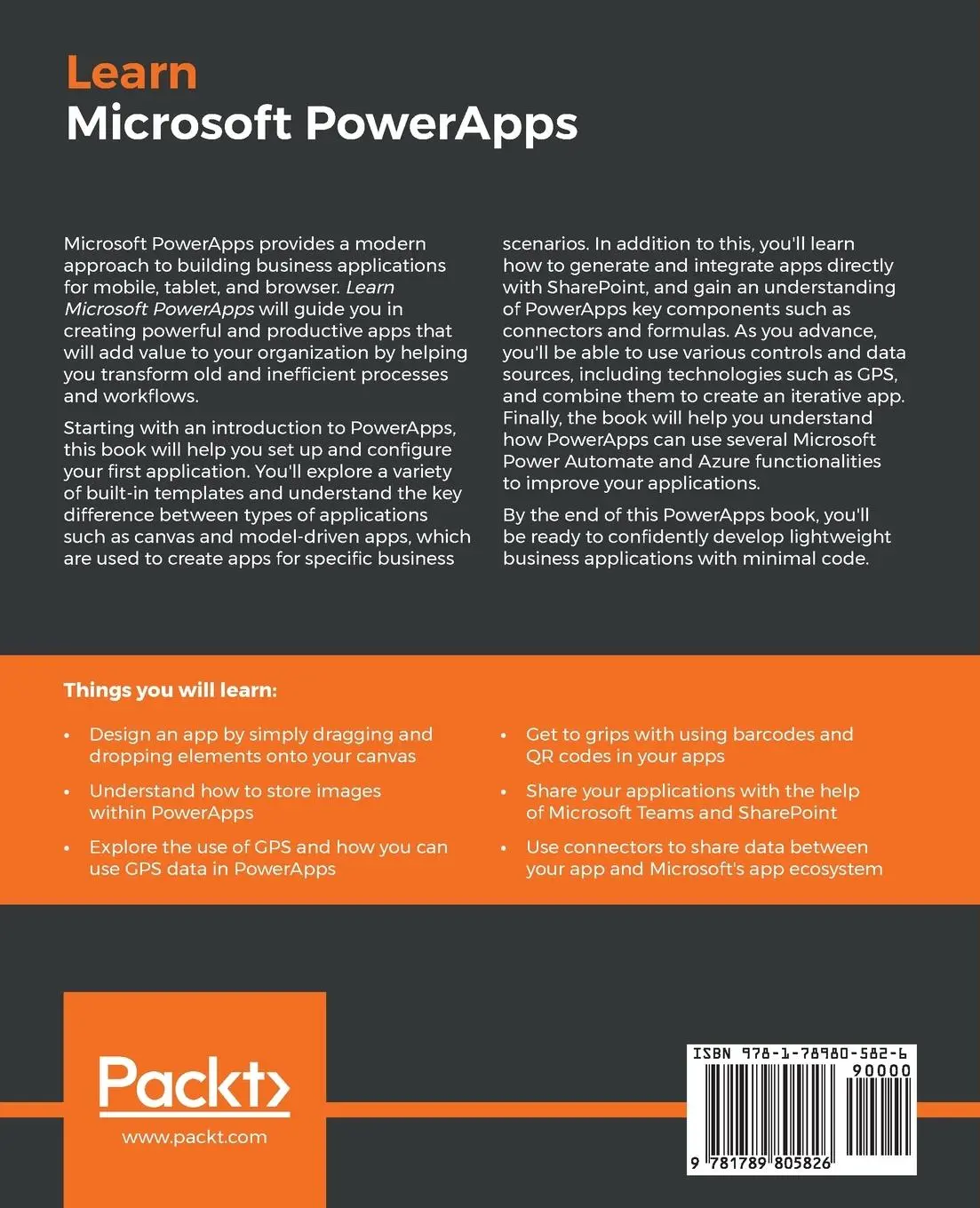 Rückseite: 9781789805826 | Learn Microsoft PowerApps | Matthew Weston | Taschenbuch | Englisch