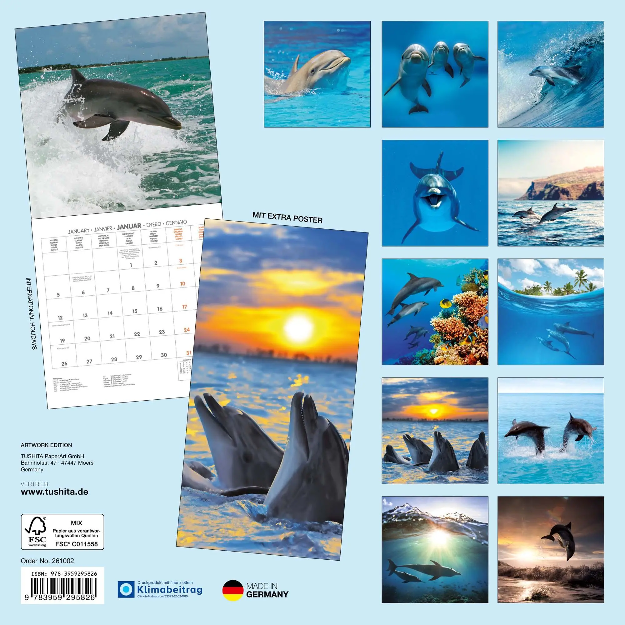 Rückseite: 9783959295826 | Delfine/Dolphins 2026 | Kalender 2026 | Kalender | Artwork Edition