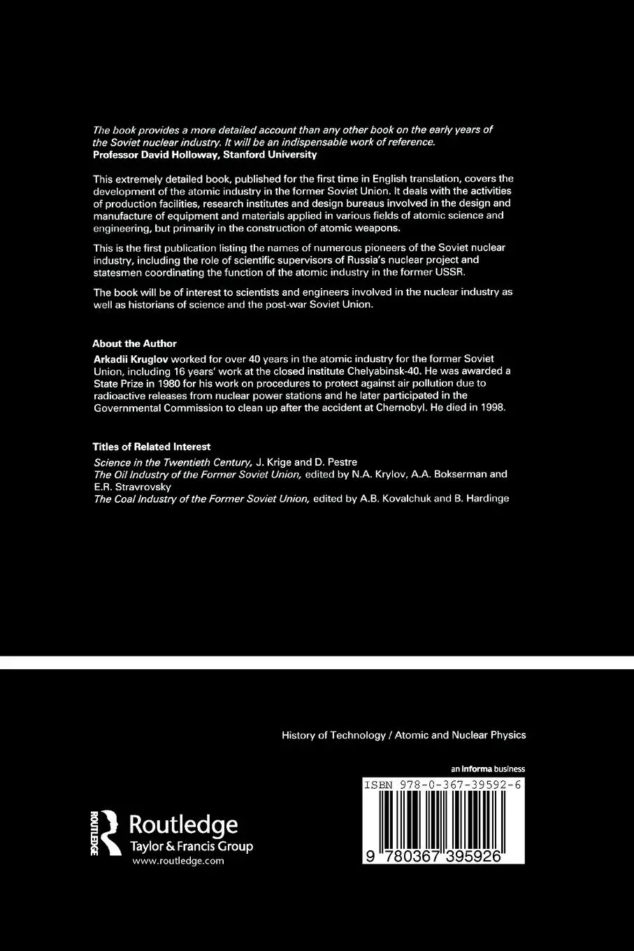 Rückseite: 9780367395926 | The History of the Soviet Atomic Industry | Arkadii Kruglov | Buch
