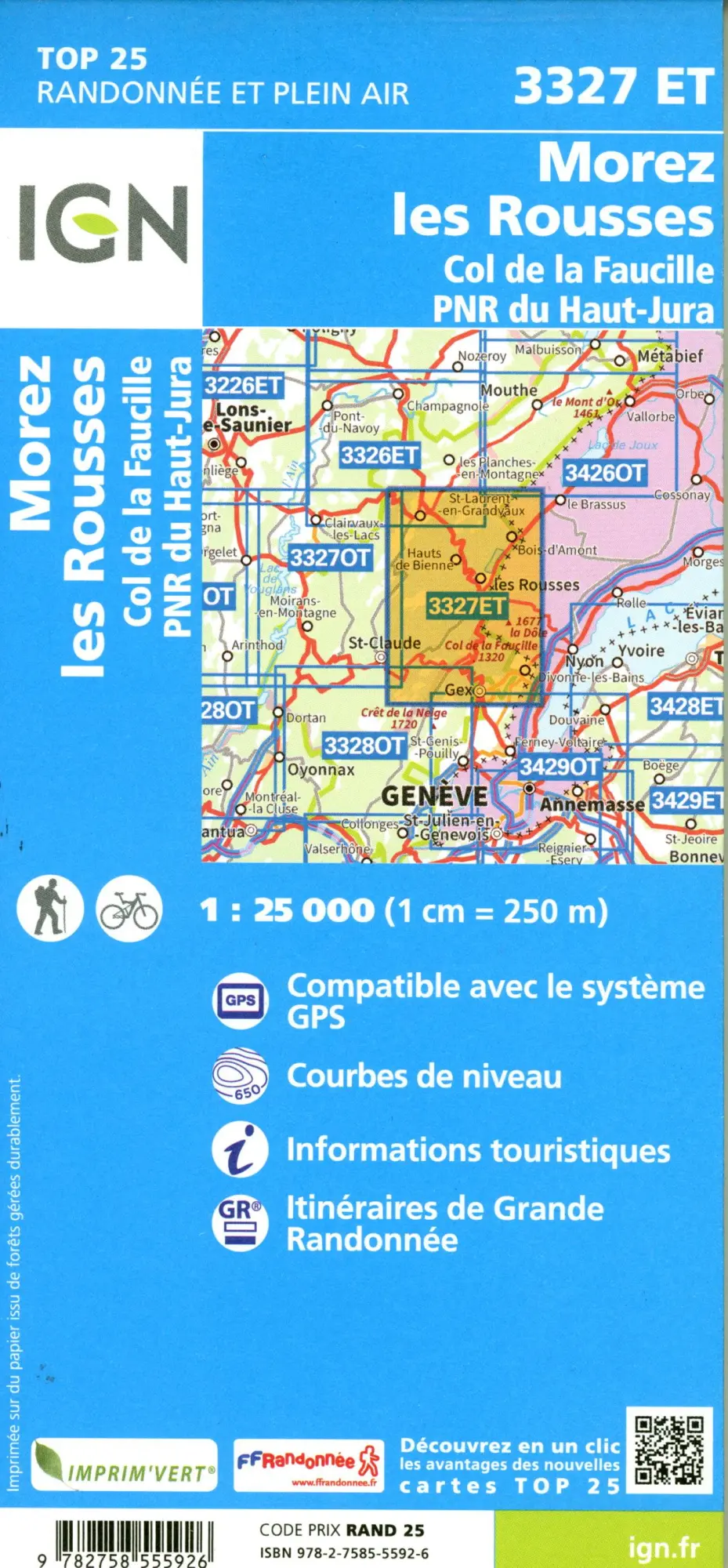 Bild: 9782758555926 | 3327ET Morez.les Rousses.Col de la Faucille.PNR du Haut Jura | 1:25000