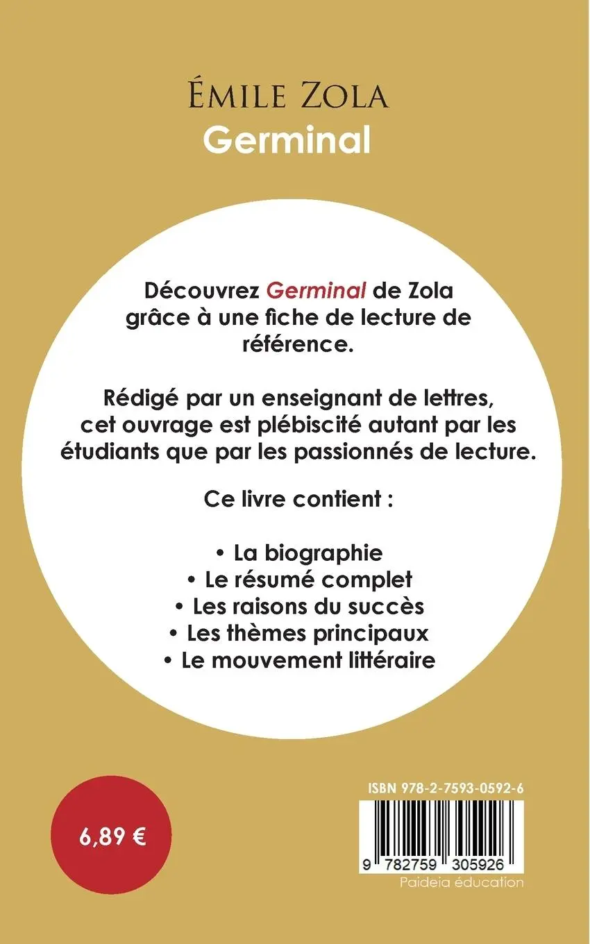 Rückseite: 9782759305926 | Fiche de lecture Germinal (Étude intégrale) | Émile Zola | Taschenbuch