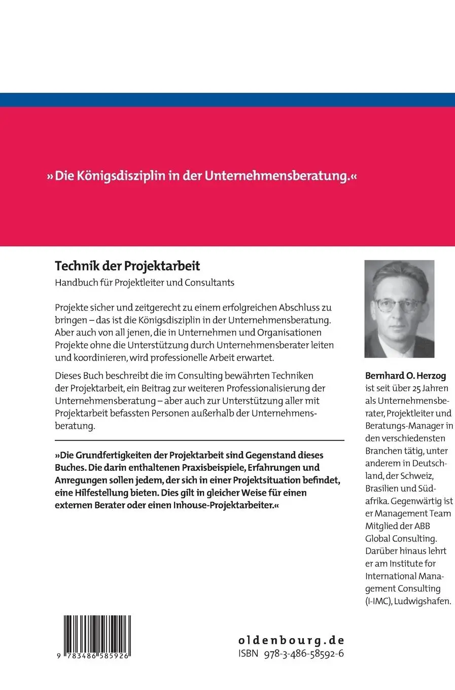 Rückseite: 9783486585926 | Technik der Projektarbeit | Handbuch für Projektleiter und Consultants