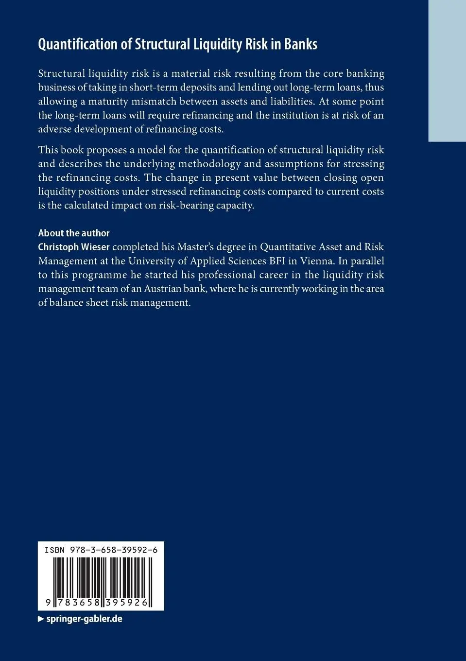 Rückseite: 9783658395926 | Quantification of Structural Liquidity Risk in Banks | Wieser | Buch