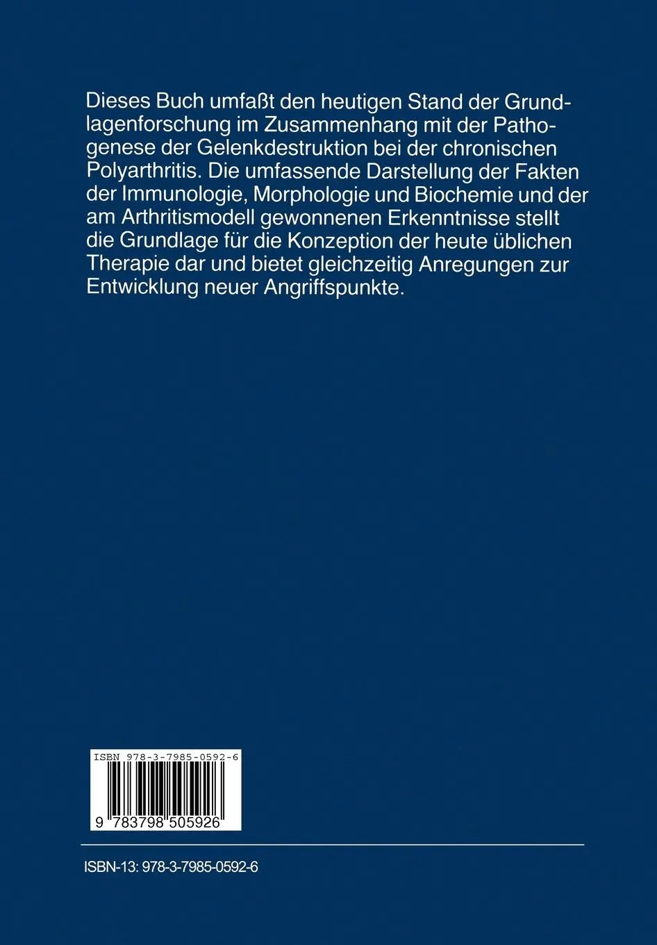 Rückseite: 9783798505926 | Gelenkdestruktion bei Polyarthritis | P. Otte | Taschenbuch | 160 S.