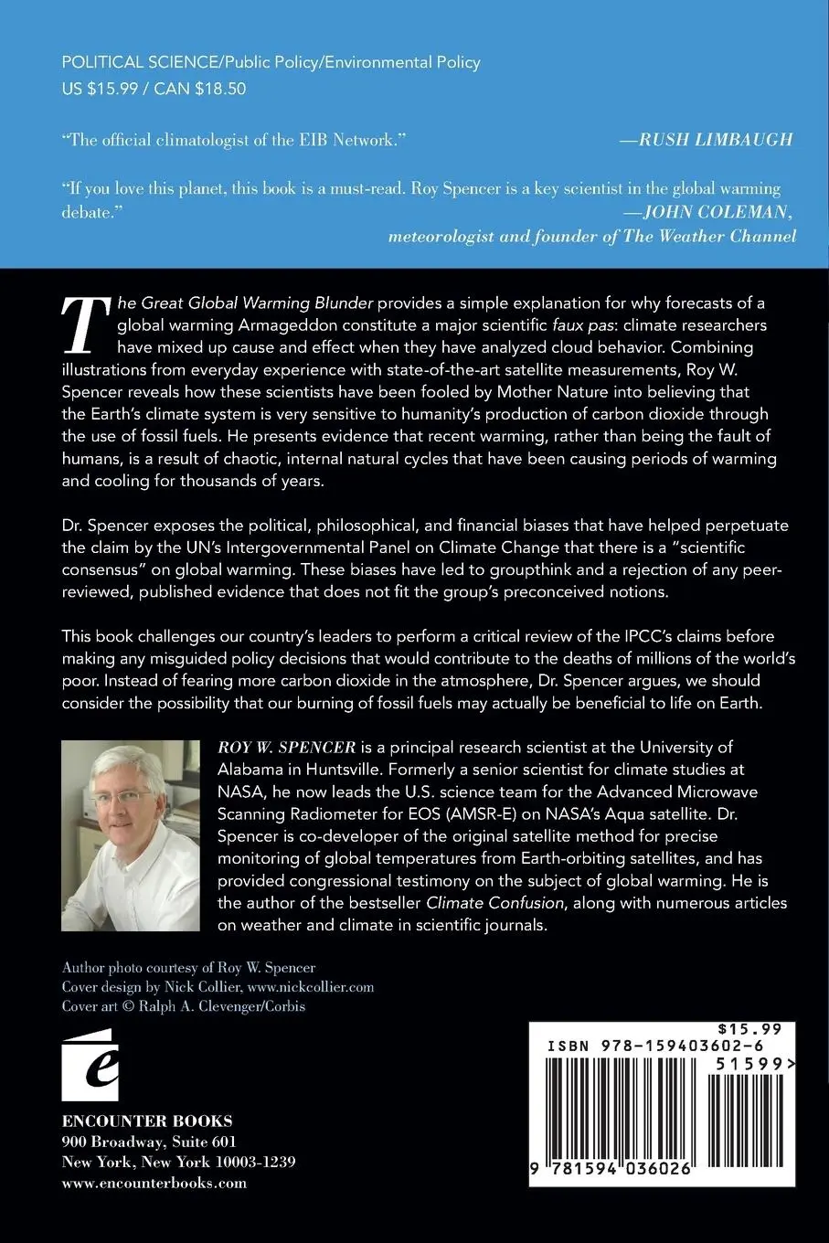 Rückseite: 9781594036026 | The Great Global Warming Blunder | Roy W Spencer | Taschenbuch | 2012