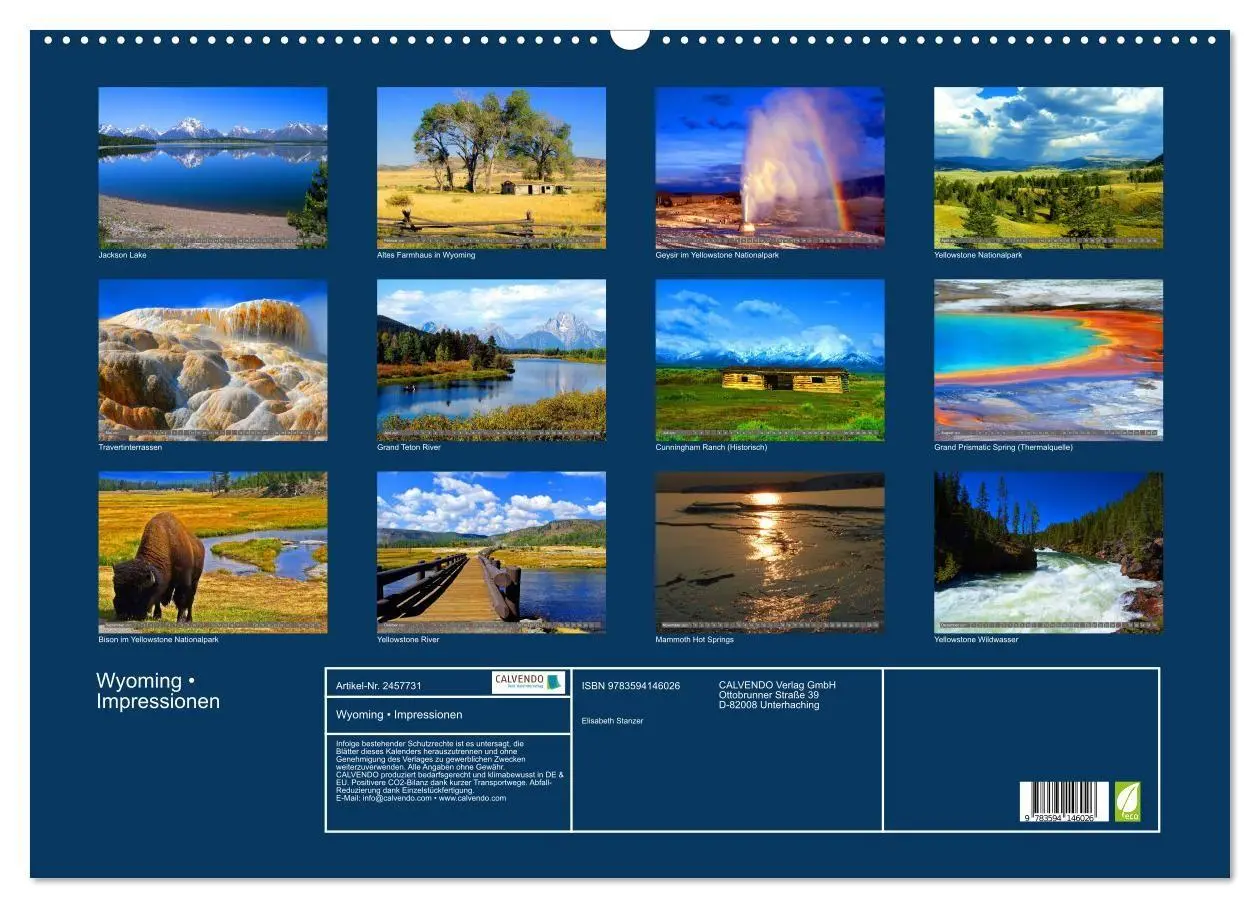 Bild: 9783594146026 | Wyoming ¿ Impressionen (Wandkalender 2027 DIN A2 quer), CALVENDO...