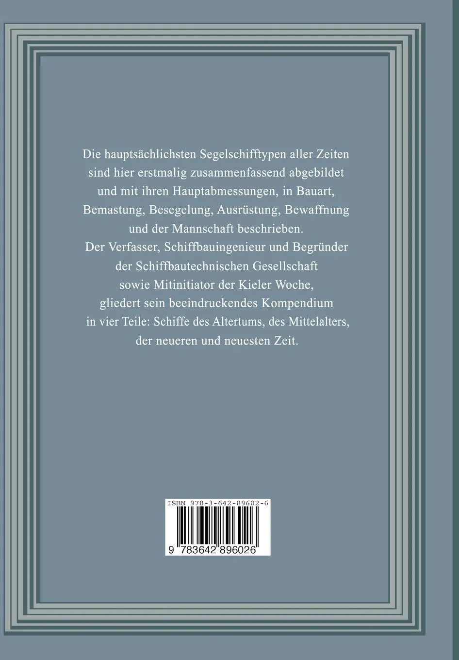 Rückseite: 9783642896026 | Geschichte der Segelschiffe | Carl Busley | Taschenbuch | viii