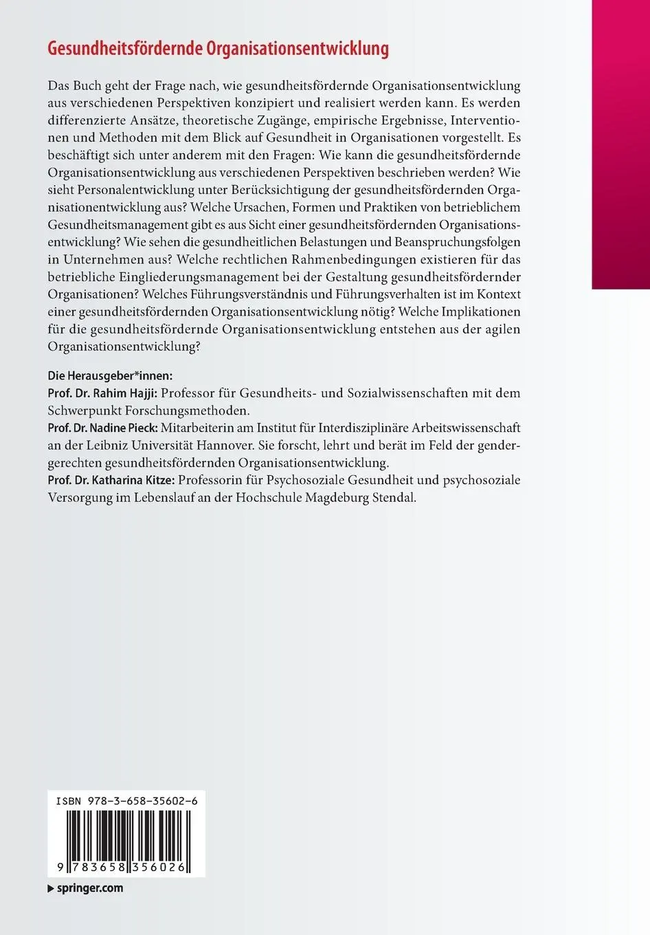 Rückseite: 9783658356026 | Gesundheitsfördernde Organisationsentwicklung | Rahim Hajji (u. a.)